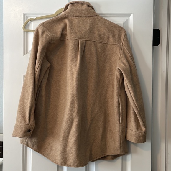 tan shacket jacket flannel button down shirt - Picture 4 of 4